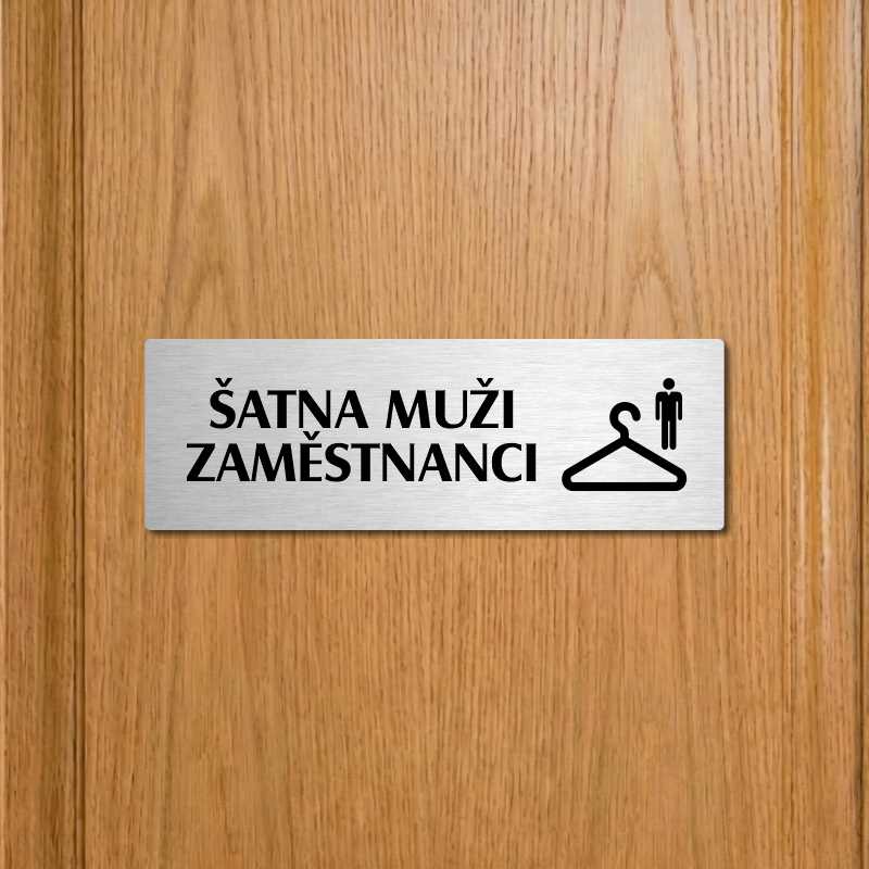 Šatna muži zaměstnanci, 240x79mm, zlatá popiska s dvojtým rámečkem